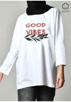 GOOD VIBES WHITE-T-Shirt Pansy Long