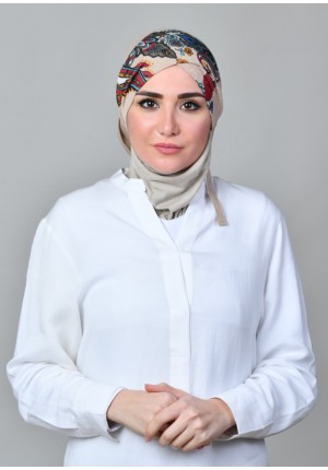 Kashmir Tan-CROSS INNER-Printed Mosaic Chiffon