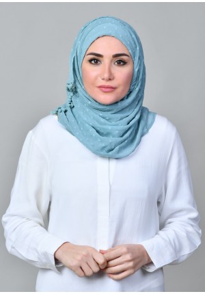 Aqua-VOILA MINI-Plain With Pompoms Mosaic Butti Chiffon
