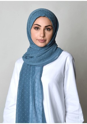 Blue stone-Free Style-Plain Mosaic Butti Chiffon (Exclude Inner)