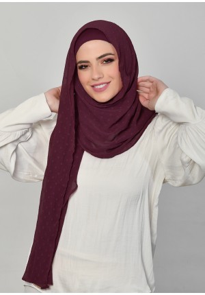 Prune-Posh-Plain Mosaic Butti Chiffon