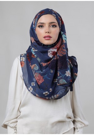 Jungle Blues -Chic!-Printed With Plus Crinkled Chiffon