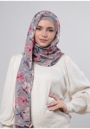 Pink Fauves-Posh-Printed Crinkled Chiffon