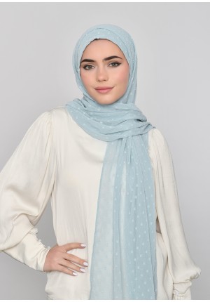 Cloud Blue-Free Style with Bokitta Inner-Plain Mosaic Butti Chiffon