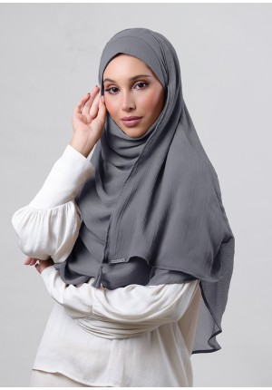 Pewter Grey-Chic!Maxi-Plain Crinkled Chiffon