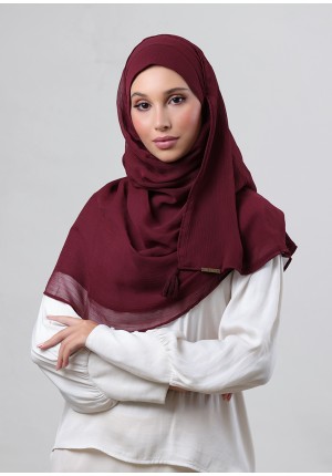 Burgundy-Chic!-Plain Crinkled Chiffon