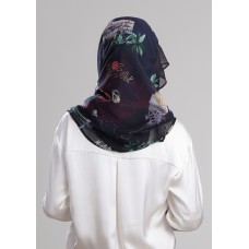 Kuala Lumpur Navy-Voila!-Printed Crinkled Chiffon