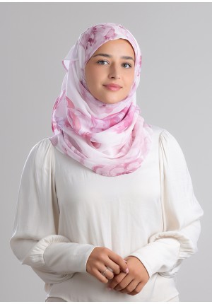 Pink Roses-Voila!-Printed Plus Crinkled Chiffon